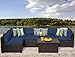 TK Classics BELLE-06a-NAVY Belle 6 Piece Outdoor Wicker Patio Furniture Set, Navy