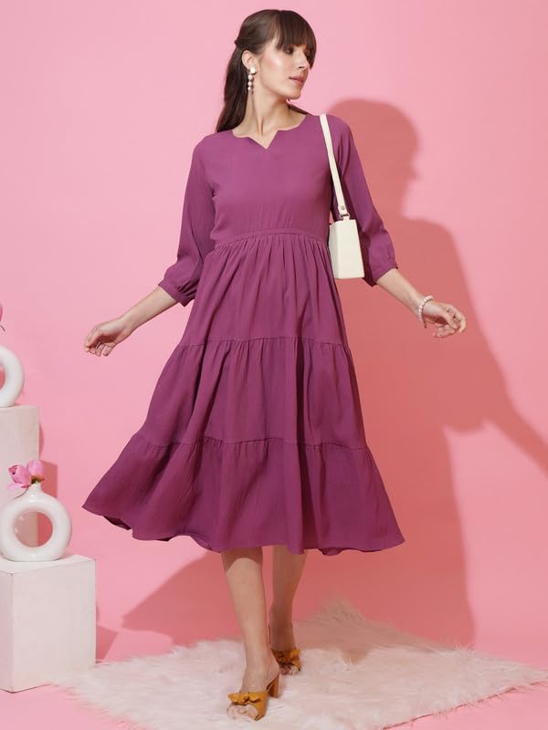 Image of Sheetal Associates Women's Casual Crepe Fit and Flare Dress| Comfortable Relaxed Fit Summer Party Dress
