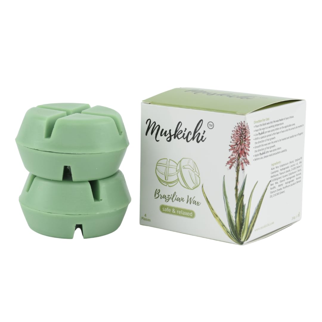 Brazilian Aloe Vera Stripless Hard Wax for Face, Body, Bikini Line & Underarms Hair Removal (200 Gram) | Peel Off Wax for All Skin Type | Easy to Use Wax for Men & Women for Hair Removal