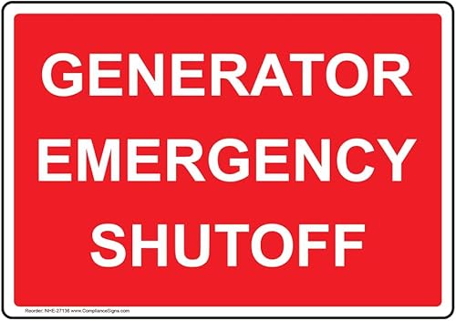 Miniatura 5 de ComplianceSigns. Señal del cierre de la emergencia del generador de la comunicación, plástico de 10x7 pulgadas para eléctrico, hecho en los E.E.U.U