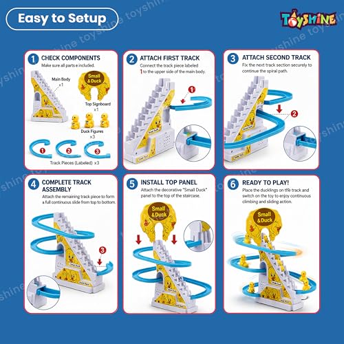Image of Toyshine Funny Automatic Stair Climbing Ducklings Cartoon Race Track Set | Little Lovely Duck Slide Escalator Toy with Lights and Music Cute Cartoon Ladder with 3 Ducks