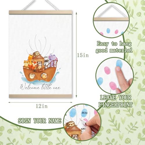 Image of Baptism Gift, Gender Reveal Fingerprint Tree Canvas Guest Books, Gender Reveal Party Decorations Gifts Ideas, Baby Shower Party Supplies, Woodland Baby Shower Thumbprint Hanging Paintings(12x15in)