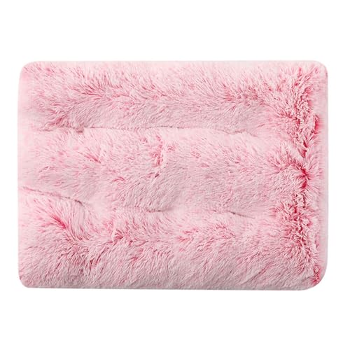 Donut Dog Beds Hiseng Soft Fluffy Dog Bed, Solid Color Self-Warming Cat Bed Washable Square Dog Beds Medium, Plush Anti-Slip Bottom Donut Cat Beds for Indoor Cats (45X30cm,Gradient Pink)