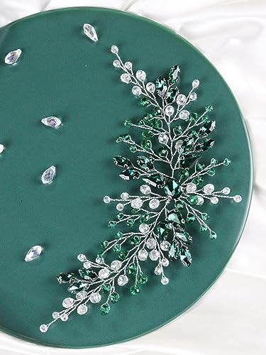 Cadeaux de demoiselle d'honneur : élégant accessoire de cheveux vert en strass chic