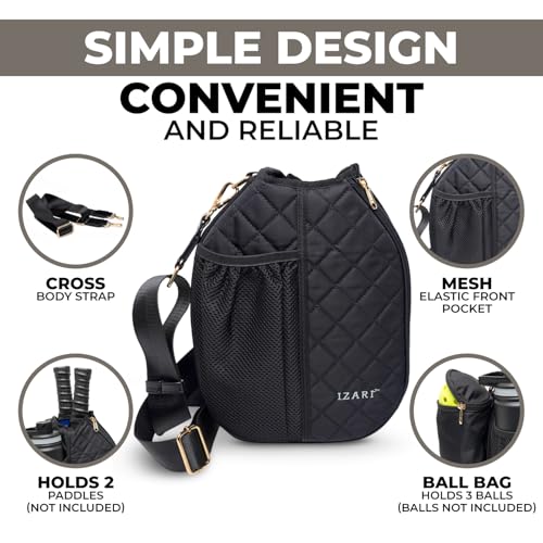 IZARI Designer Pickleball Bag For Women With Fence Hook | Original Stylish Quilted Sports Bag for Pickle Ball with Ball Bag - Image 5