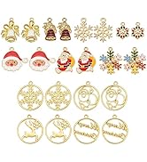BEEFLYING 22Pcs Weihnachtslegierung Anhänger Goldene Charms Mit Emaille & Strass Für DIY Halskett...