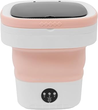 Portable Washing Machine 12l,Mini Washer,Large Capacity Folding,Simulated Handwashing Wheel Design/Blue Light Function For Deep Cleaning Of Underwear & Baby Clothing. Pink
