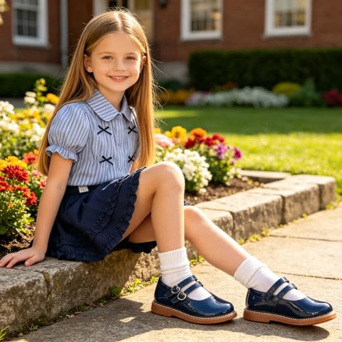 Image of GINFIVE Toddler Girls Mary Jane School Oxford Dress Flat Shoes for Wedding