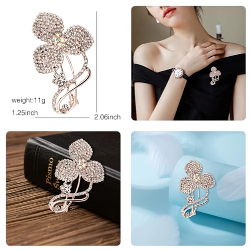 Image of Gold Crystal Shell Flower Brooch Pins for Women Elegant Pearl Rhinestone Floral Brooches Pin Fashion Jewelry for Party Dance Wedding Banquet Brooch for Women Girl Gift
