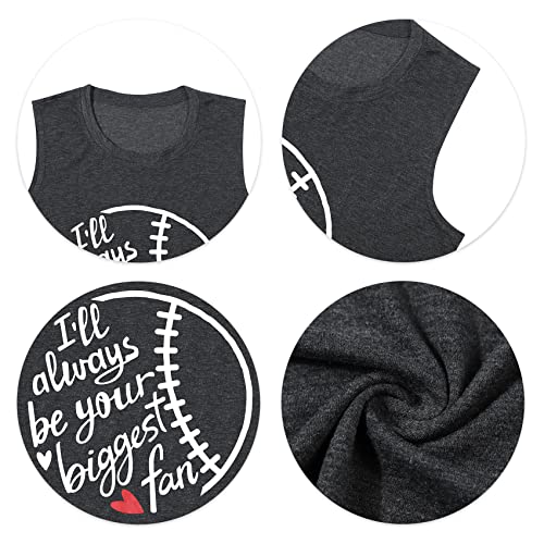 Baseball Mom Tank Top Women I'll Be Your Biggest Fan Tank Top Funny Softball Graphic Shirt Causal Sleeveless Tee Tops Gray #TOP4