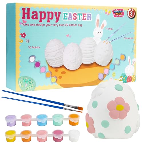 KreativeKraft DIY Oeufs de Paques Kit Peinture Enfant Oeuf à Peindre et Lapin de Paques Activité Manuelle Enfant Créative Décoration Paques (Œufs, Pack de...