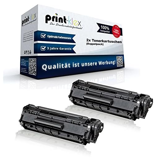 2X Print-Klex Alternative Tonerkartuschen kompatibel für HP Laserjet 1010 1012 1015 1018 1020 1022 1022N Q2612A HP12A HP 12A Black XXL - Color Edition Serie