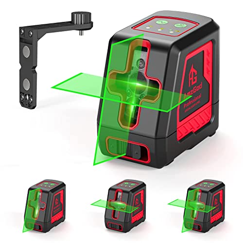 Amzgod Self Leveling Laser Level - 100Ft/30M Green Cross Line Laser Level Line Tool With Dual Modules, 3 Brightness Adjustments, Manual And Pulse Mode, Ip54 Waterproof, 360° Rotatable Magnetic Bracket #TOP6