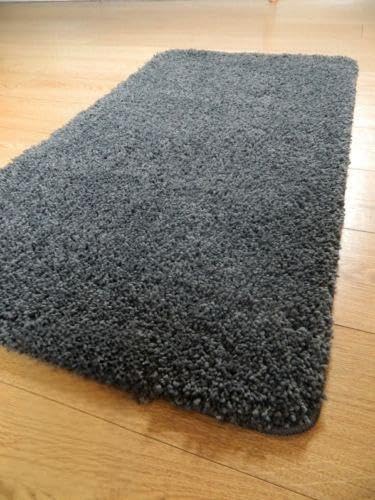 B-Creative Tapis à poils longs doux uni lavable et antidérapant pour chambre à coucher Gris anthracite 60 x 180 cm