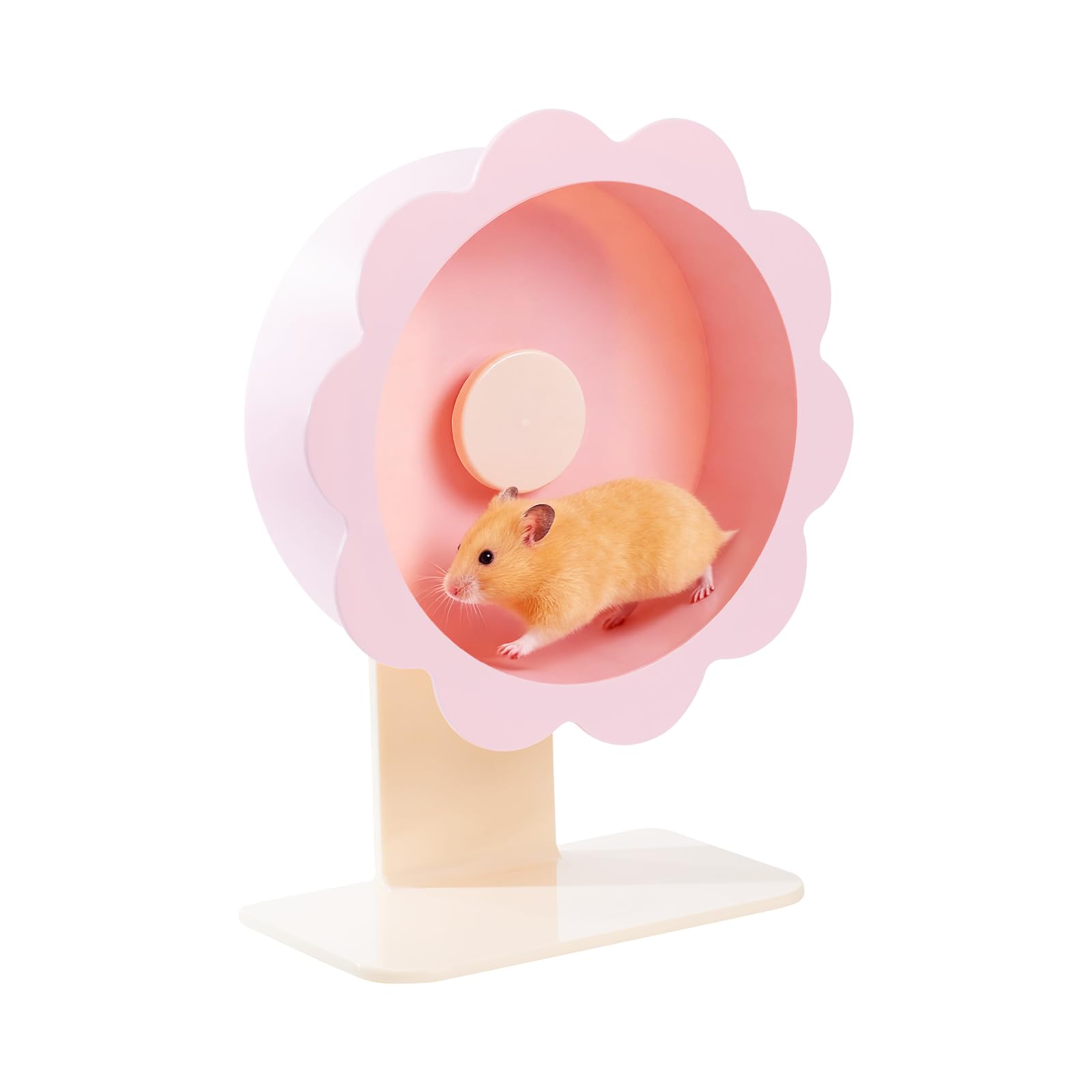 Hamster Wheel Super-Silent Hamster Exercise Wheels- Quiet Spinner Hamster Running Wheels with Adjustable Stand for Hamsters Gerbils Mice Or Other Small pet (Pink, Medium)