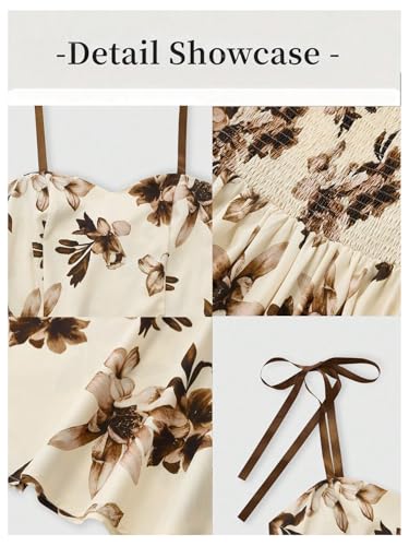 Image of SHENHE Women's Floral Bustier Corset Dress Tie Shoulder Smocked Flowy Boho Long Dress Sundress