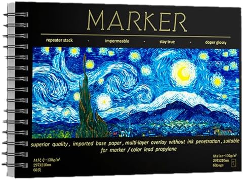 60 Sheets Marker Paper Pad, 9×12 Inch Marker Paper, Bleedproof Markers Papers Painting Coloring Papers for Beginners and Enthusiasts of Painting