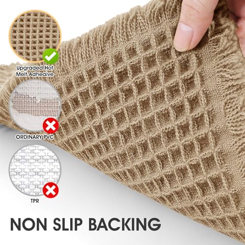 Upgrade Waffle Bath Mat Set 2 Piece, Boho Bathroom Rugs Absorbent Non Slip, Ultra Soft Bathroom Mat, Machine Washable Knit Bath Rugs with Border for Bathroom, Bedroom, Kitchen, Shower, Tub, Beige by IM HOME - Image 3