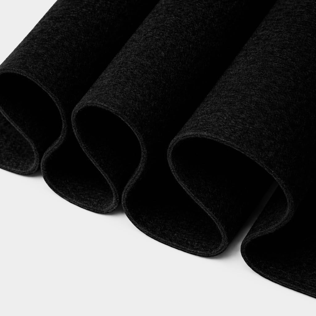 FabricLA Acrylic Felt Fabric | Soft, Non-Stiff Material | 72” Wide, 1.6mm Thick | Felt by The Yard for Crafts, Sewing, Padding & DIY Projects | 20 Yard (Black)