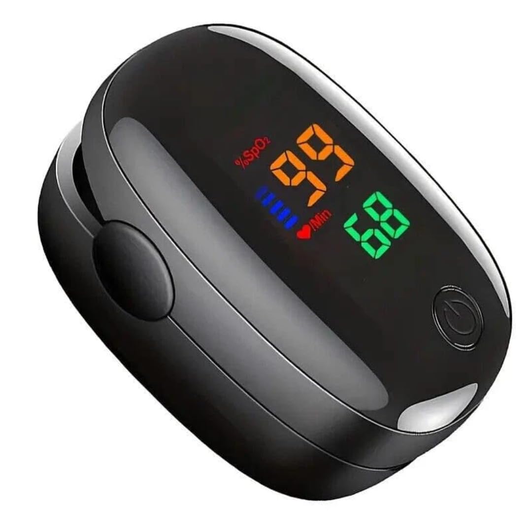 Dr Diaz Fingertip Pulse Oximeter with Audio Visual Alarm, Blood Oxygen Saturation SPO2 & Heart Rate Monitor | Perfusion Index – (Black)