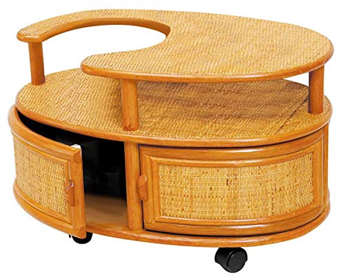 Amazon.co.jp: アジアン家具 ラタン キッチンワゴン 2段 籐かご