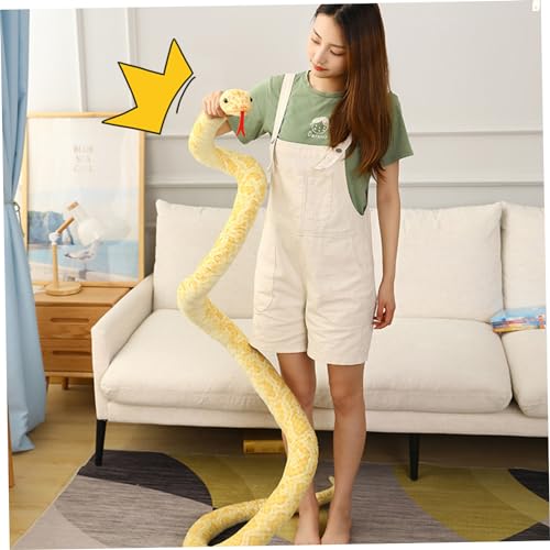 Peluche serpent python jaune 190cm douce jouet farce poisson d'avril