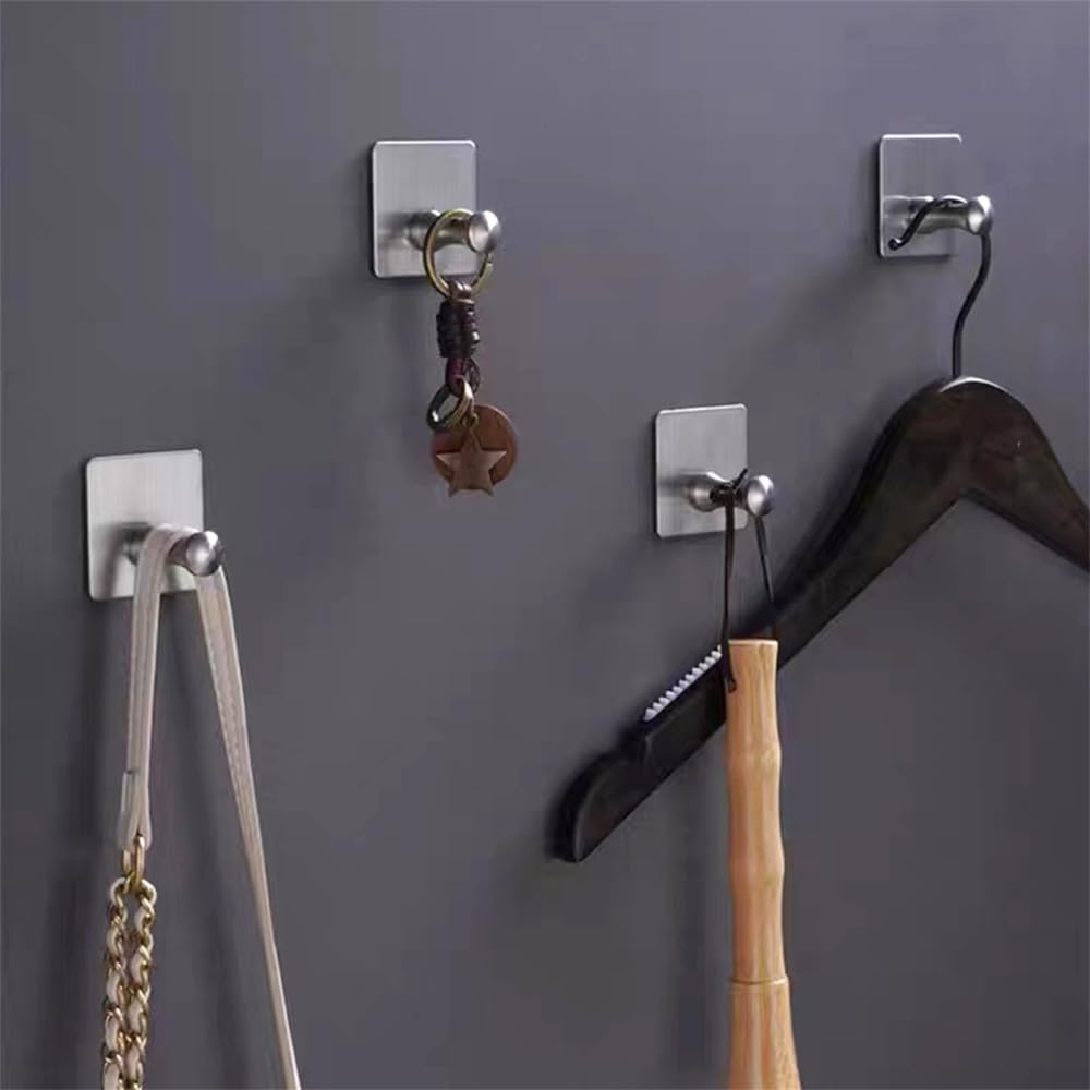 Appendiabiti da bagno appendiabiti Ganci autoadesivi in ​​acciaio inossidabile da 4 pezzi Ganci for asciugamani adesivi neri Ganci da parete resistenti e impermeabili, Nero e(Color:Black B)