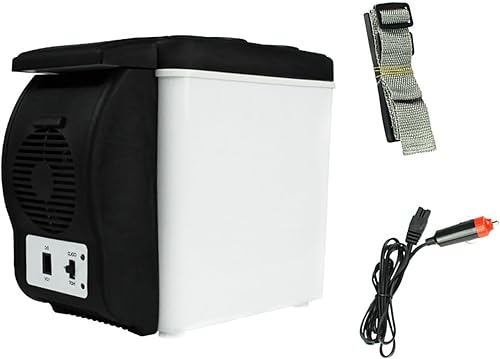 Refrigerador portátil para automóvil de 6L, 12 V compacto de refrigeración con diseño de bajo ruido, correa de transporte para viajes automotrices,