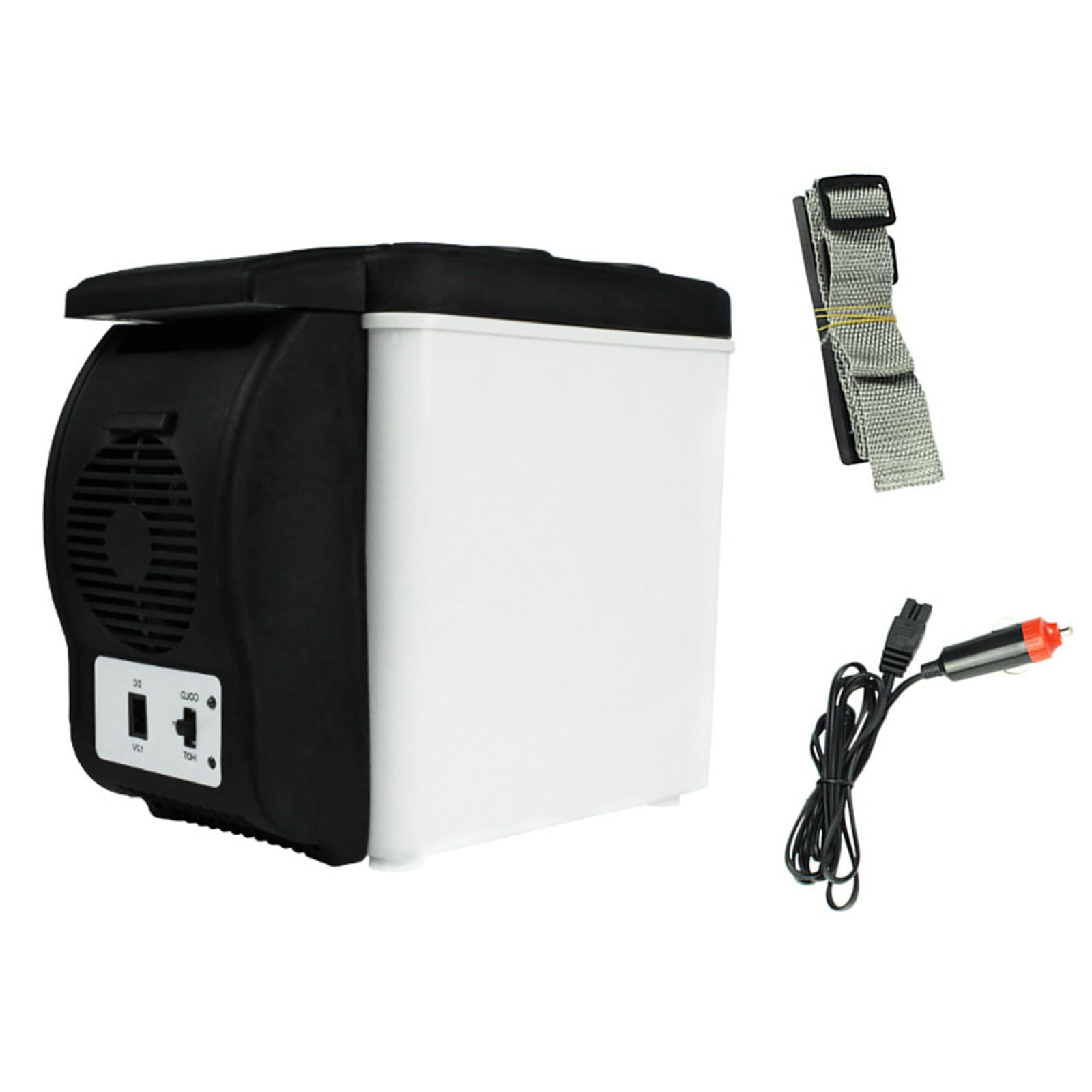 Refrigerador portátil de 6 L y 12 V para coche, refrigeración compacta con correa de transporte, diseños de bajo ruido, para uso en viajes, doble refrigeración, refrigeración para coche, refrigerador
