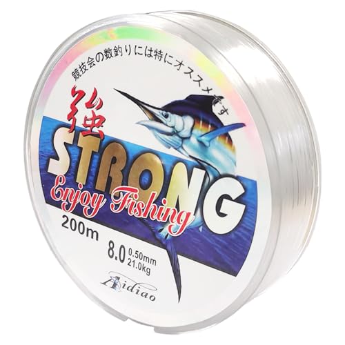 Línea de Pesca de 200 Metros, Hilo de Pescar Transparente, 0.5mm Monofilamento Nylon Pesca, Sedal de Pesca de Fuerte Tensión