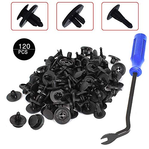 120 Pcs Push-Type Retainer Compatible Clips Nylon Bumper Fastener Clips Retainer Clips -Free Fastener Remover - Stronger Than Original 90467-07201 OEM