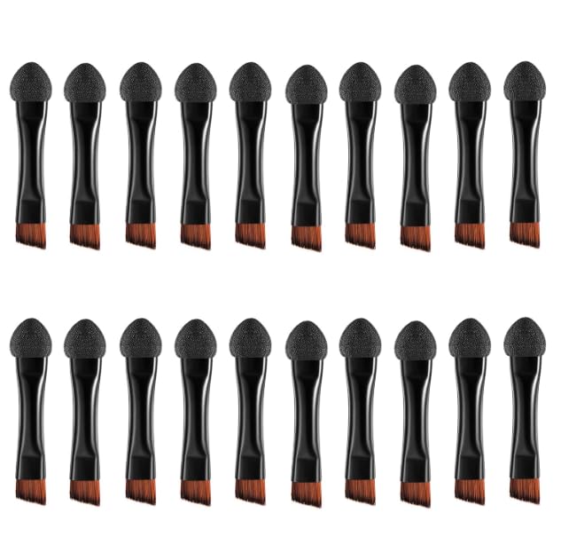 Feilguee 20PCS Dual Sides Disposable Eye Shadow Applicators Eyeshadow Applicators Sticks with Soft Sponge Head Eyes Makeup Cosmetic Tool Mini Eyes Makeup Brushes Concealer Brush