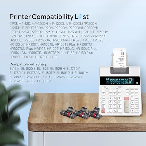 3 Pack Replacement for IR40T IR-40T CP13 MP-12D Calculator Ink Roller Printer Ribbons use with Canon, Sharp EL-1750V, EL-1801V and More(Black/red, Individually Sealed)