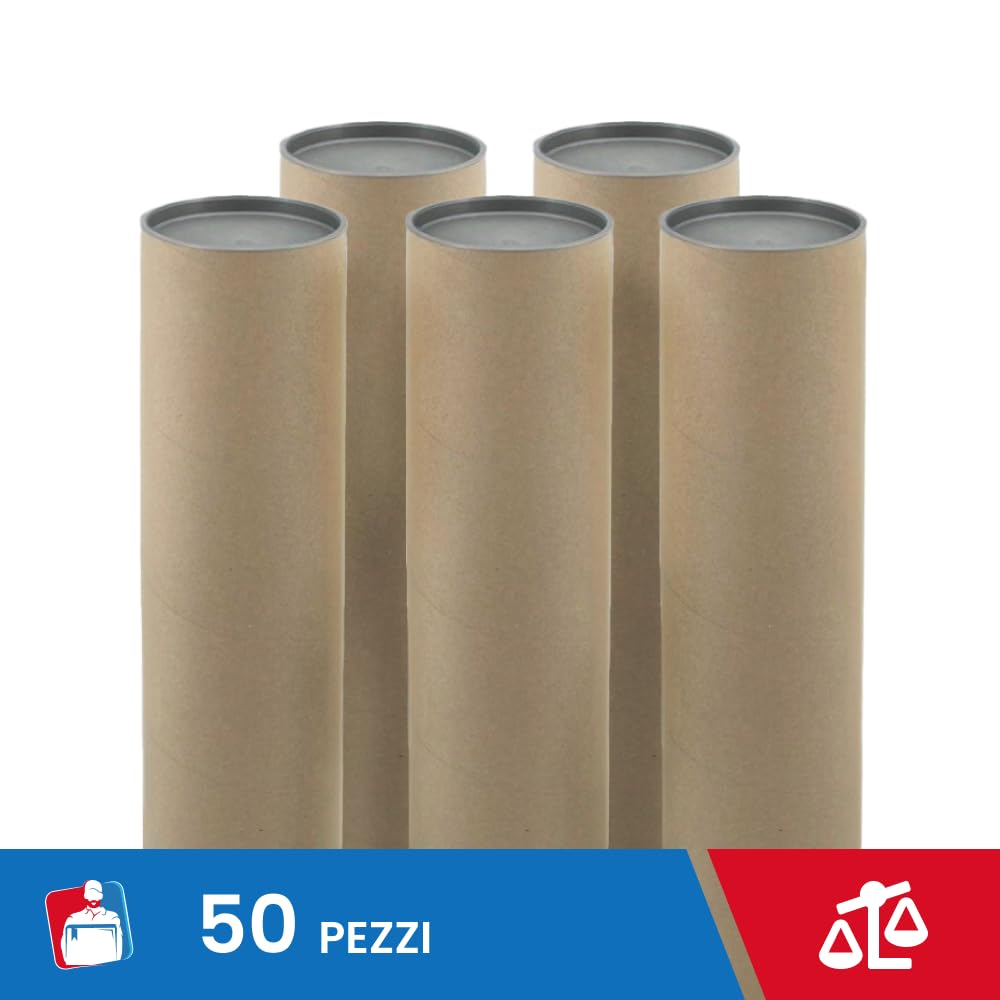 Tubo Di Cartone Per Spedizioni 50x10 Cm | Con Tappi In Plastica | Per Poster, Disegni E Mappe - Foto 4