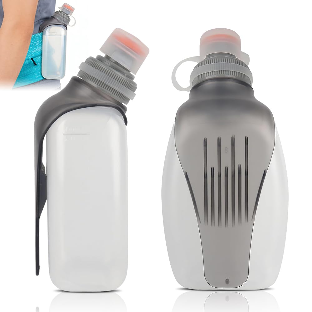 Butelka do biegania, 2 sztuki z klipsem na plecy, 250 ml, nie zawiera BPA, szczelna, do biegania, uprawiania sportu, fitnessu (przezroczysta)