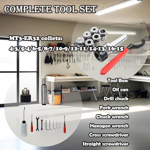 TECHTONGDA Metal Mill Drill Machine Precision MT3 Milling Drilling Machine 2250rpm Benchtop Milling Machine Mini Mill/Drill with 1100W Brushless Motor for Wood Plastic Metal - Image 7