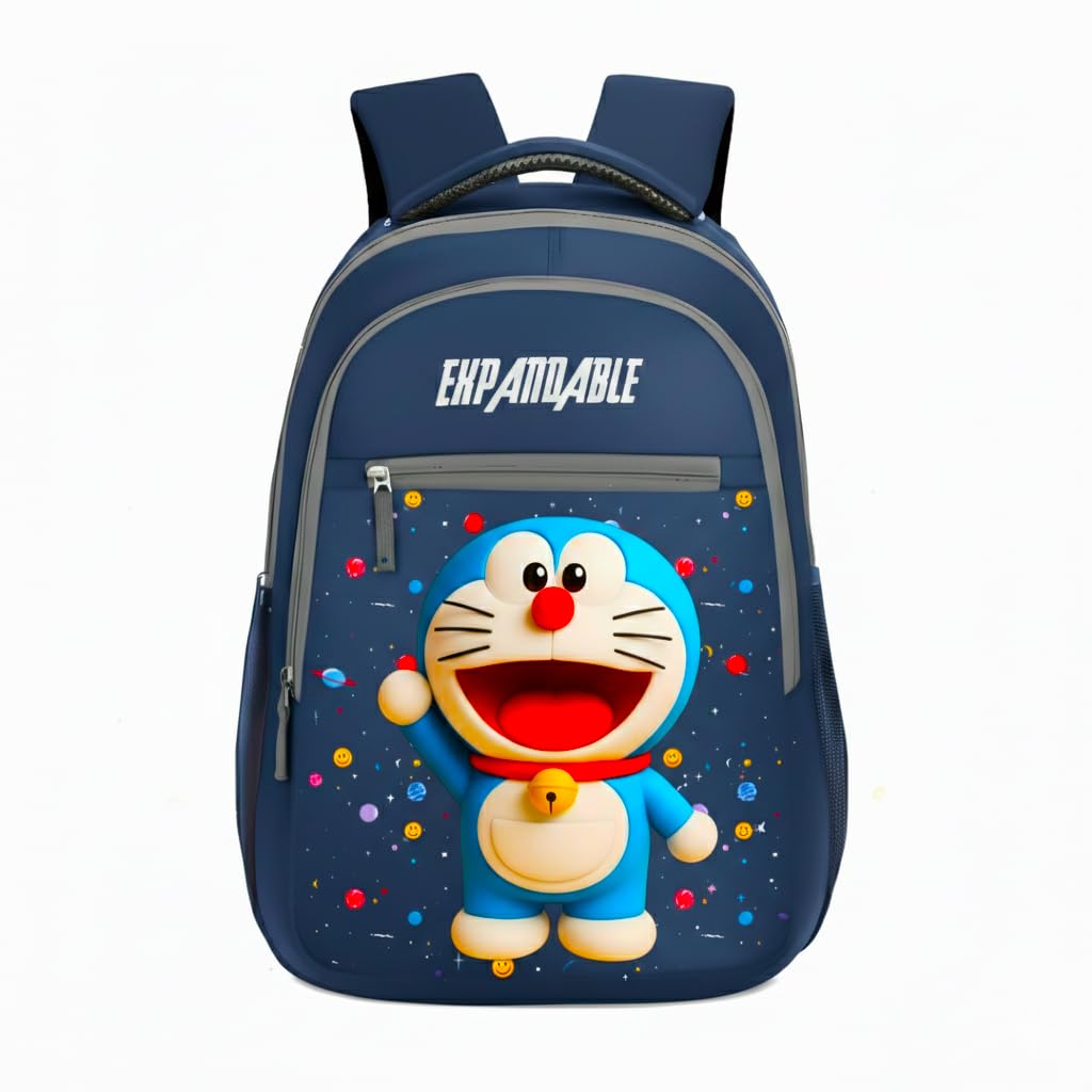 expandable Doraemon Printed Kids School Backpack for Boys and Girls, Navy Blue 16-Inch Nursery & Primary School Bag, Ergonomic Water-Resistant Student Bookbag with Space Galaxy Design-picture-43