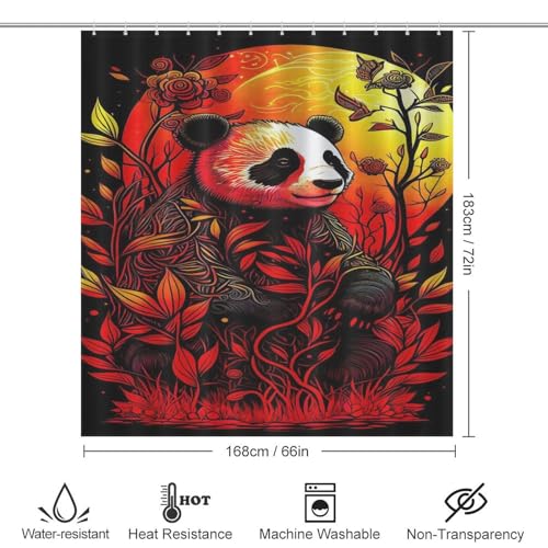 Rideau de douche imperméable lavable en machine motif panda - 4