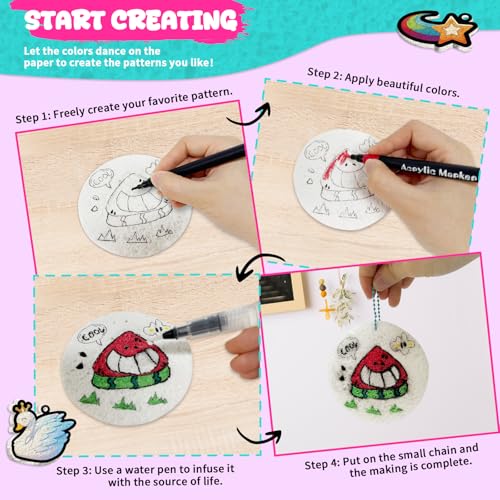 Artnedu 32PCS-Magic Puffy Paint Kit,Princess & Unicorn,3D Art Kit,Mess-Free Paint by Number Craft for Kids, Kids Crafts,Birthday Christmas for Girls & Boys Ages 4, 5, 6, 7, 8, 9, 10 - Image 5