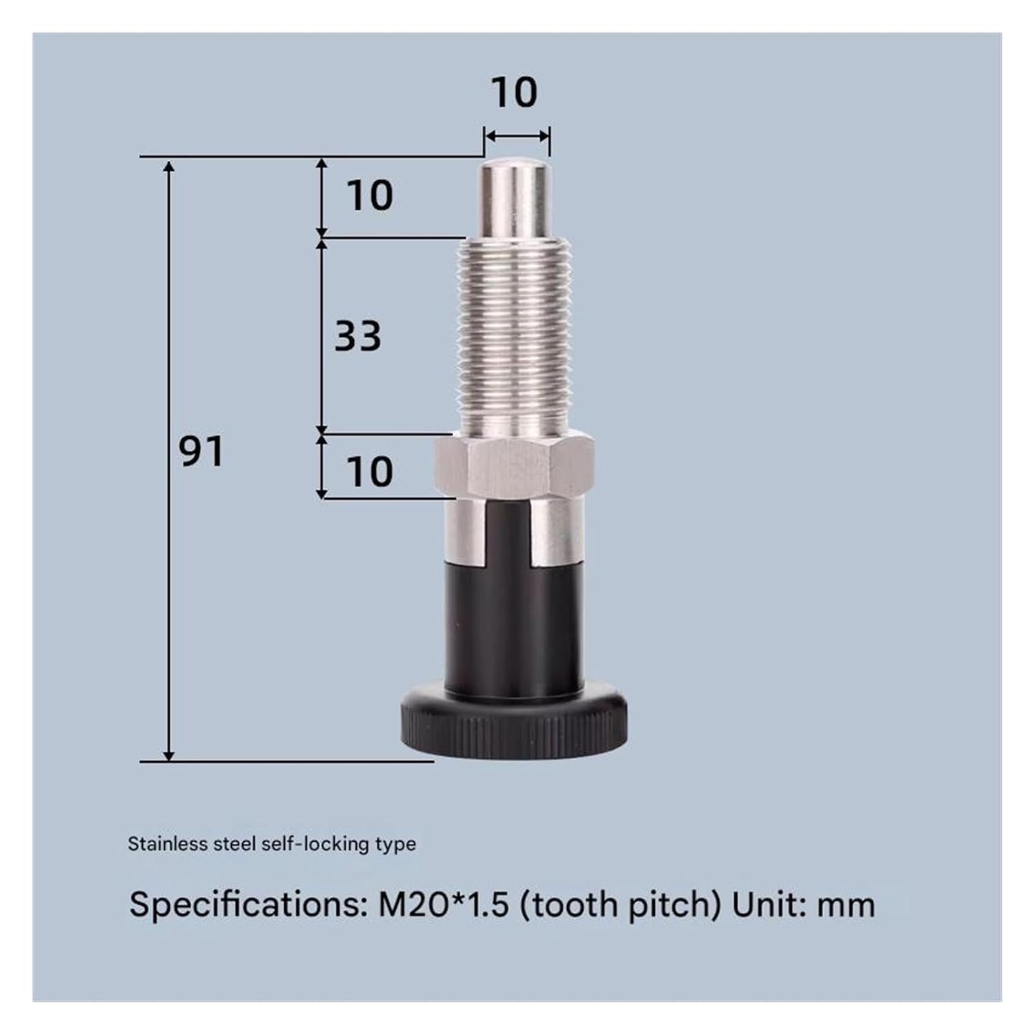 Plunger Pin, 2Pcs Spring Plunger Indexing Pin Knob Type Fine Thread Self Locking Retractable Positioning for Mechanical Equipment for Industrial Mechanical Use(M20*1.5,Self-Locking)