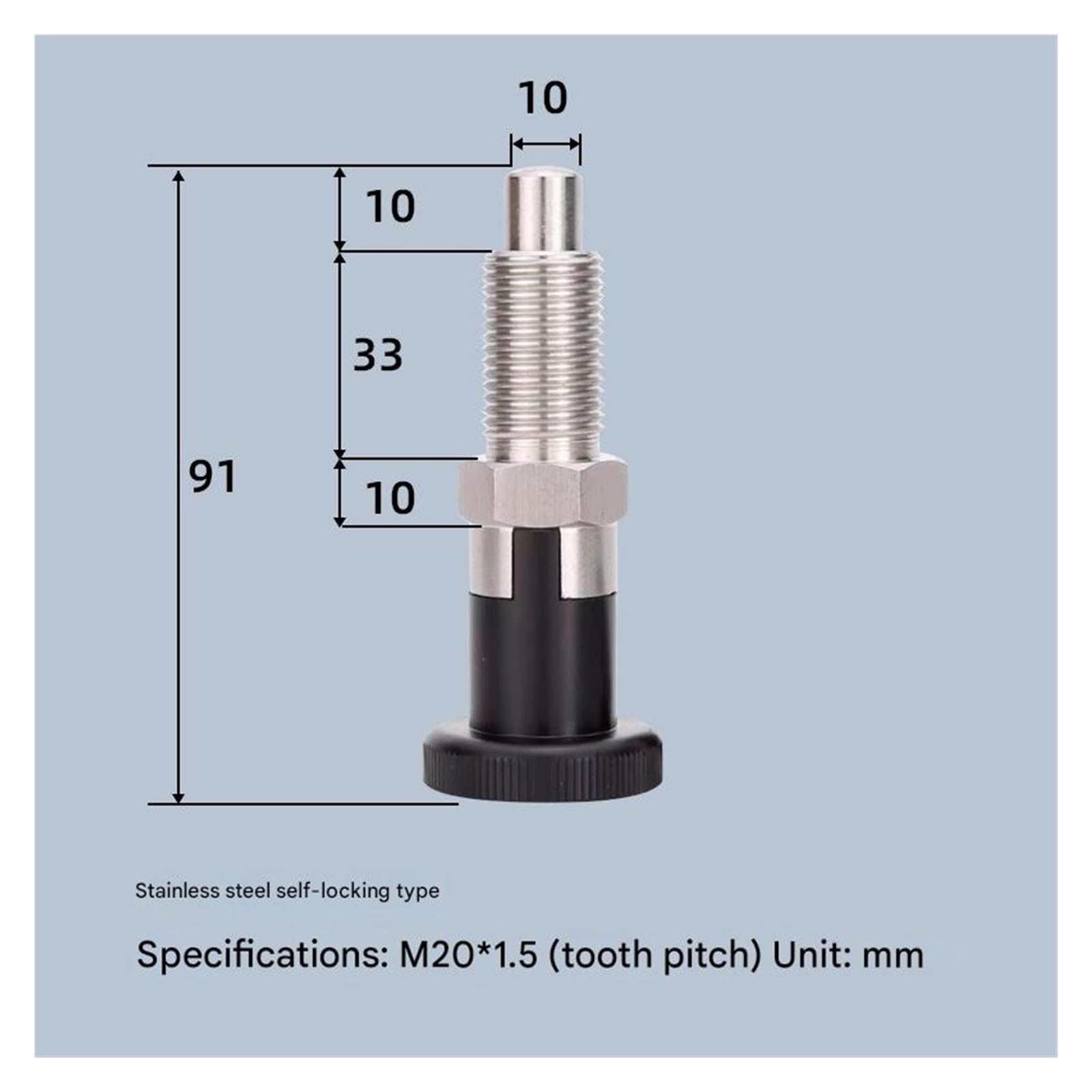 Émbolo de resorte, 2 Piezas De Pasador Indexación Con Resorte, Rosca Fina, Autoblocante, Retráctil, For Equipos Mecánicos ,para equipos industriales(M20*1.5_SELF-LOCKING)