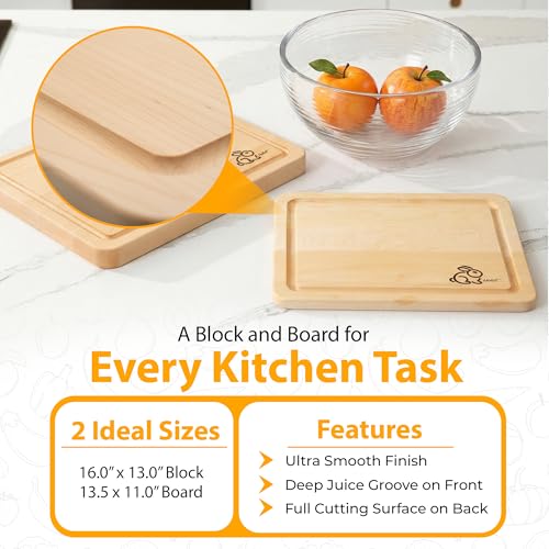 Farmhouse Set – Set Profesional de Tabla de Cortar de Madera de Arce con Ranura para Jugos y Soporte, Hecho en USA miniatura 2