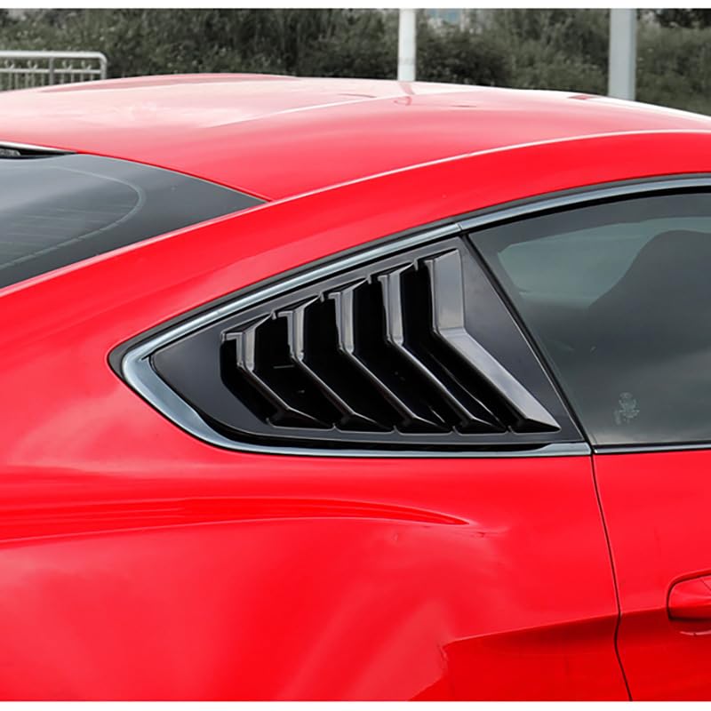 Lot de 2 Persiennes de FenêTre LatéRale ArrièRe de Voiture pour Ford Mustang 2015-2022, ABS Décoration de Fenêtre Latérale Triangulaire,Glossy Black