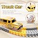 Autorennbahn ab 3 4 5 6 7 8 Jahre, 264 Stück 5 Cars Bagger Spielzeug Autorennbahn Rennbahn 2 Glow Elektroautos,3 Bauwagen,Flexibles DIY Gleis-Set Flexible Track Kran Spiele