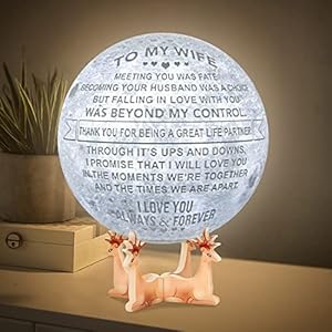 K KENON Engraved 3D Moon Lamp for Wife ,Personalized 5.9 Inch 3D Printing Moon Light Gift for Wife Valentine’s Christmas…