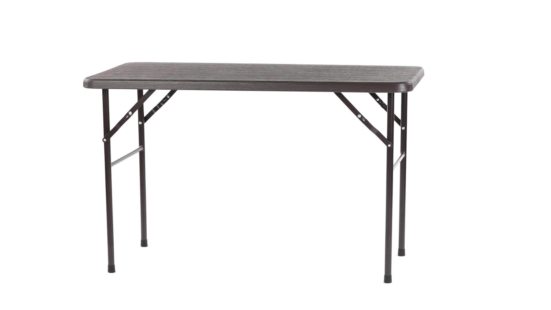 Relaxdays Gartentisch, Holzoptik, eckiger Klapptisch, Kunststoff, Metall, Balkontisch, HxBxT: 74 x 120 x 60 cm, braun – Bild 8