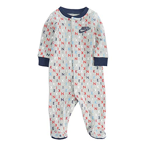 NIKE Infant/Toddler Printed Footed Coverall (Dark Grey Heather(56D679-042)/Black, 3 Months)