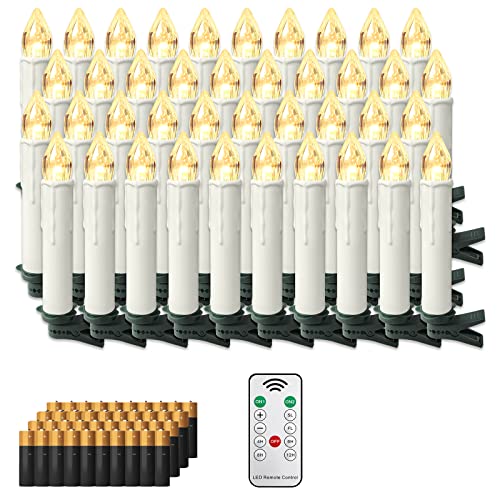 XMTECH 40 Stück LED Kerzen LED Lichterkette Kabellos Warmweiß...