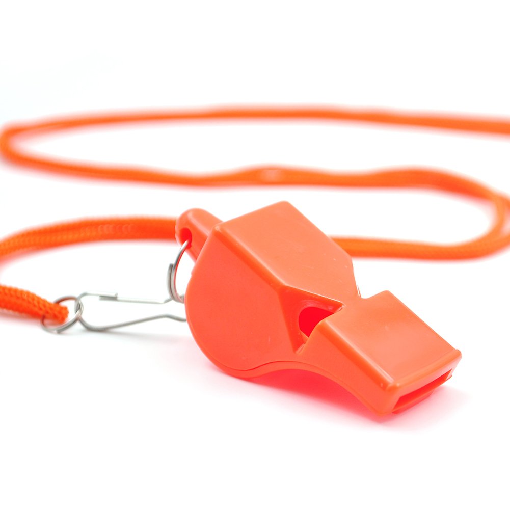 GOGO Safety Whistle with Breakaway Lanyard, Classic Plastic Whistle, Emergency Survival Whistle