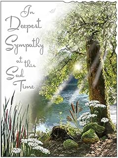Jonny Javelin - In Deepest Sympathy At This Sad Time Greeting Card - Beautiful Verse Lakeside Tree - Silver Embossed Finish - For Her or Him